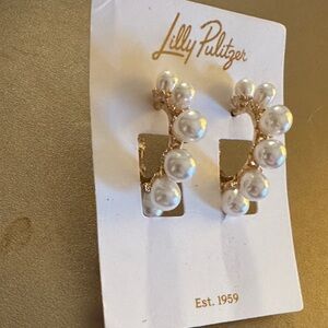 Lilly Pulitzer Gold Pearl Cluster Hoop Earrings